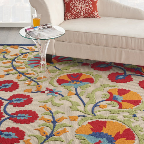 Red and Multicolor Indoor Outdoor Runner Rug